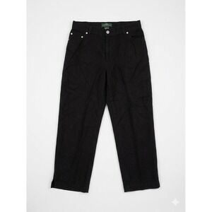 Lauren Jeans Co Ralph Lauren Black 100% Linen Straight Leg Pants Womens Size 6